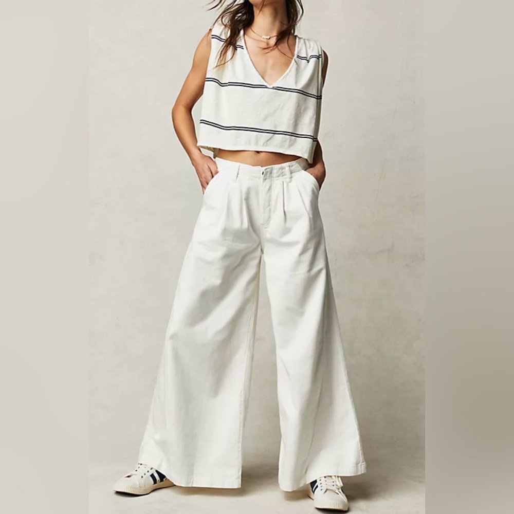 New with tags Free people Cream Wide-Leg Pants